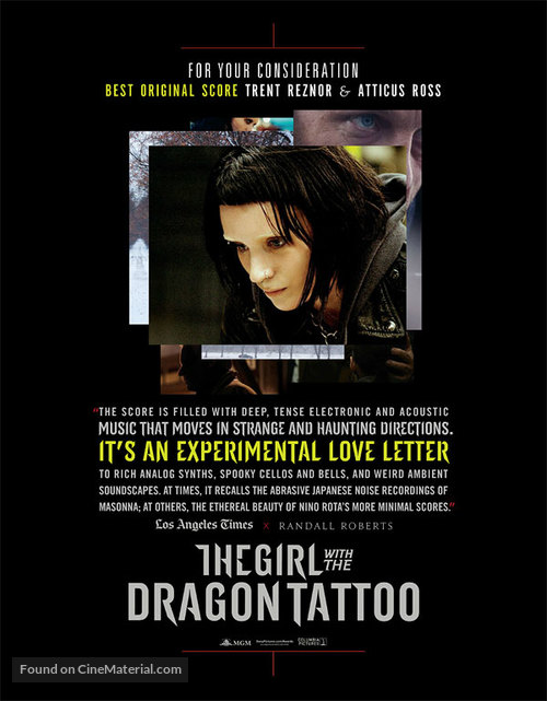 The Girl with the Dragon Tattoo - For your consideration movie poster