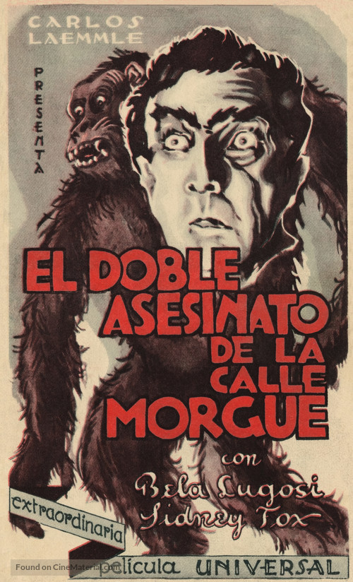 Murders in the Rue Morgue - Spanish Movie Poster