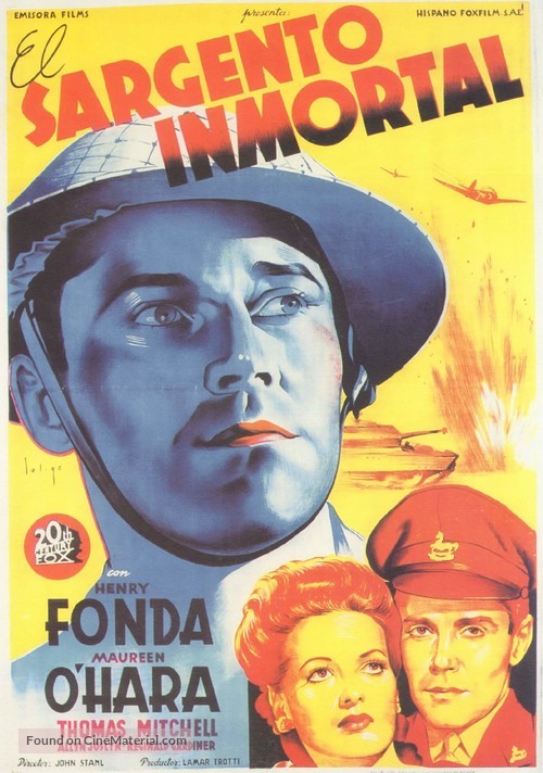 Immortal Sergeant - Spanish Movie Poster