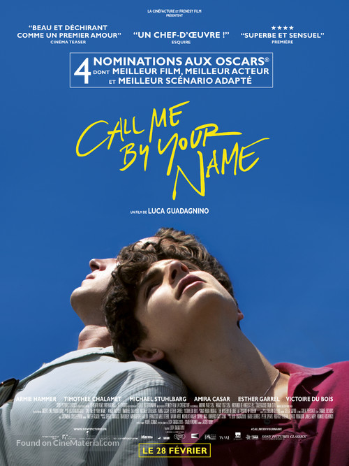 Call Me by Your Name - French Movie Poster