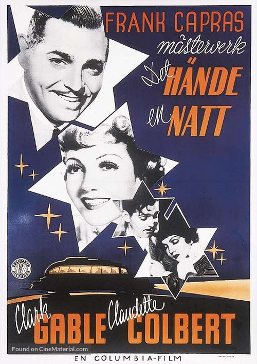 It Happened One Night - Swedish Theatrical movie poster
