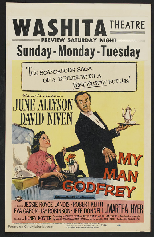 My Man Godfrey - Theatrical movie poster
