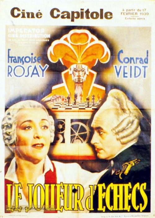 Le joueur d&#039;&eacute;checs - Belgian Movie Poster