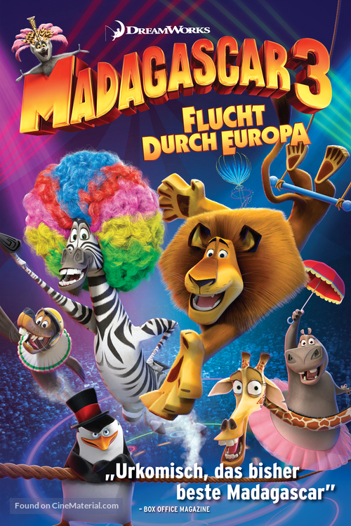 Madagascar 3: Europe&#039;s Most Wanted - German DVD movie cover