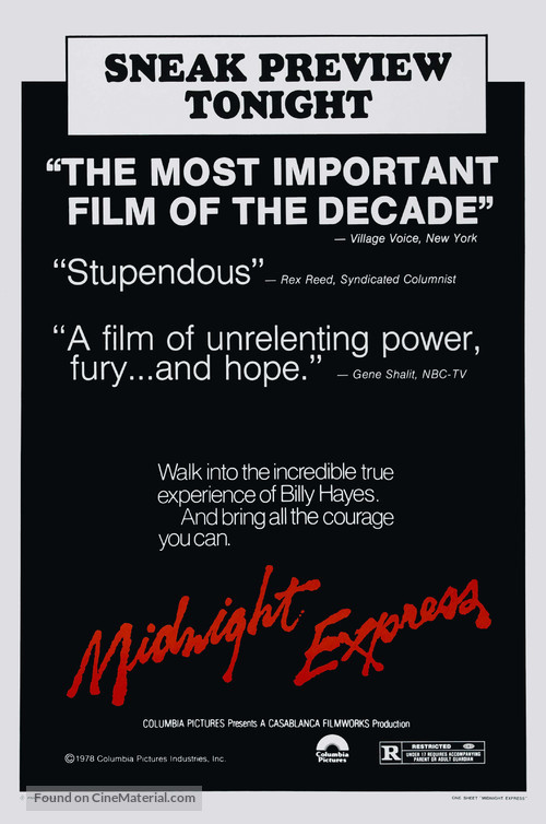 Midnight Express - Advance movie poster