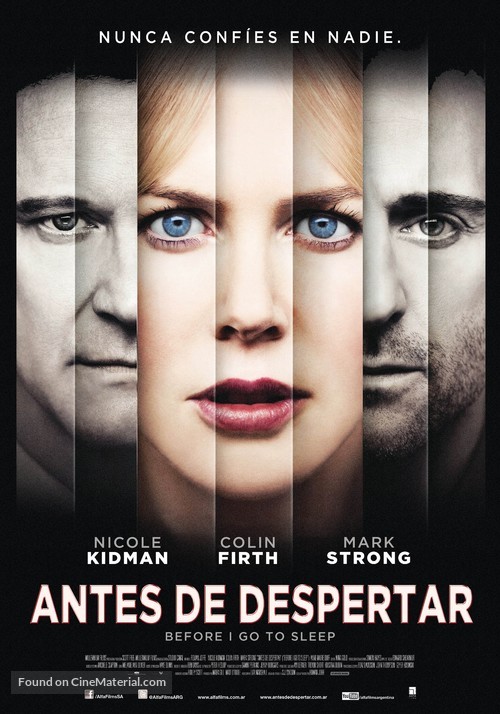 Before I Go to Sleep - Argentinian Movie Poster