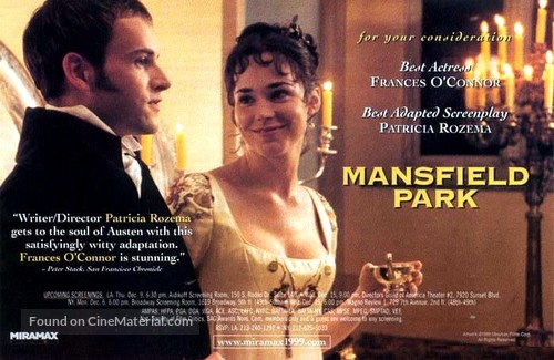 Mansfield Park - British For your consideration movie poster