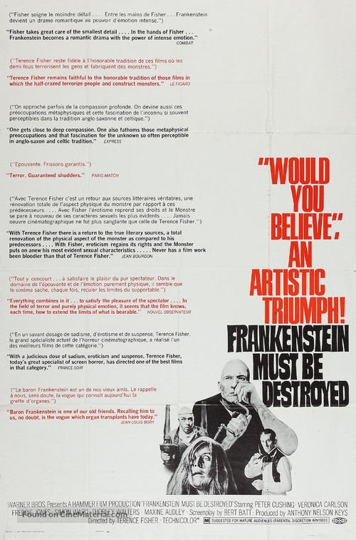 Frankenstein Must Be Destroyed - Movie Poster