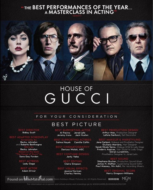 House of Gucci - For your consideration movie poster