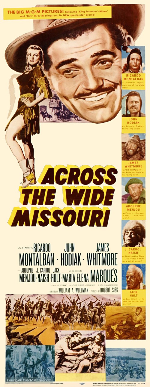 Across the Wide Missouri - Theatrical movie poster