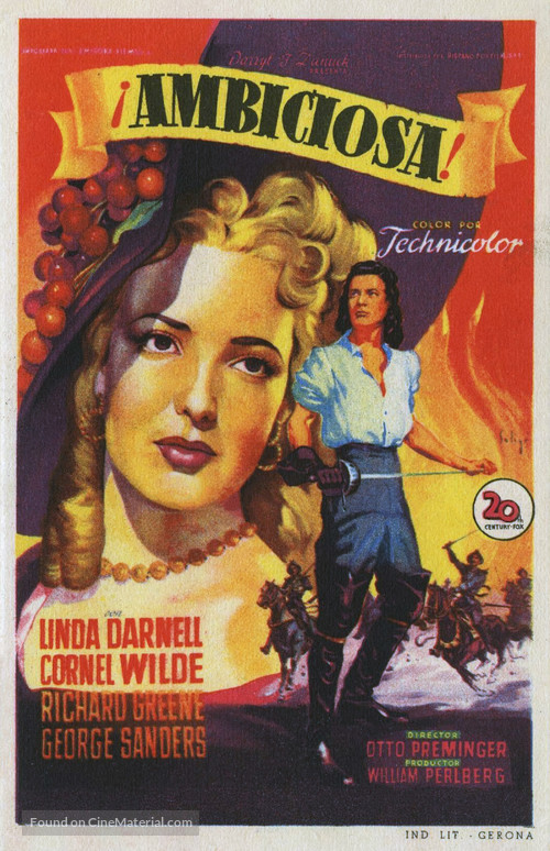 Forever Amber - Spanish Movie Poster