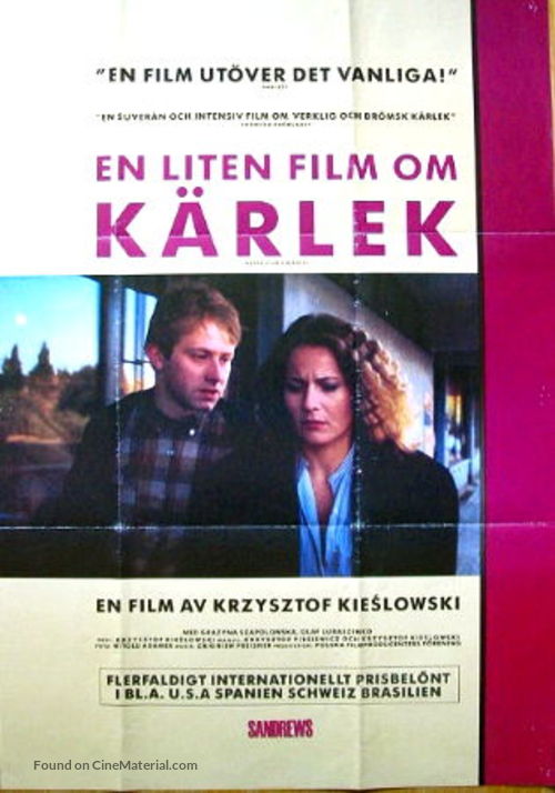 Kr&oacute;tki film o milosci - Swedish Movie Poster
