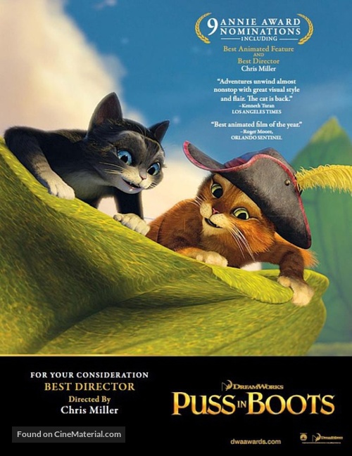 Puss in Boots - For your consideration movie poster