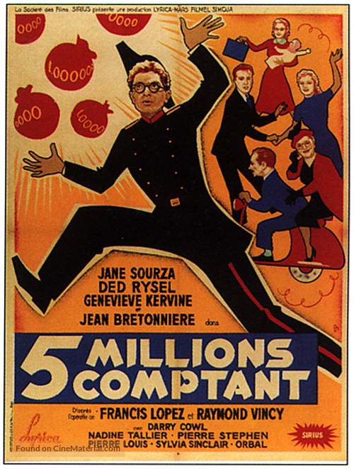 Cinq millions comptant - French Movie Poster
