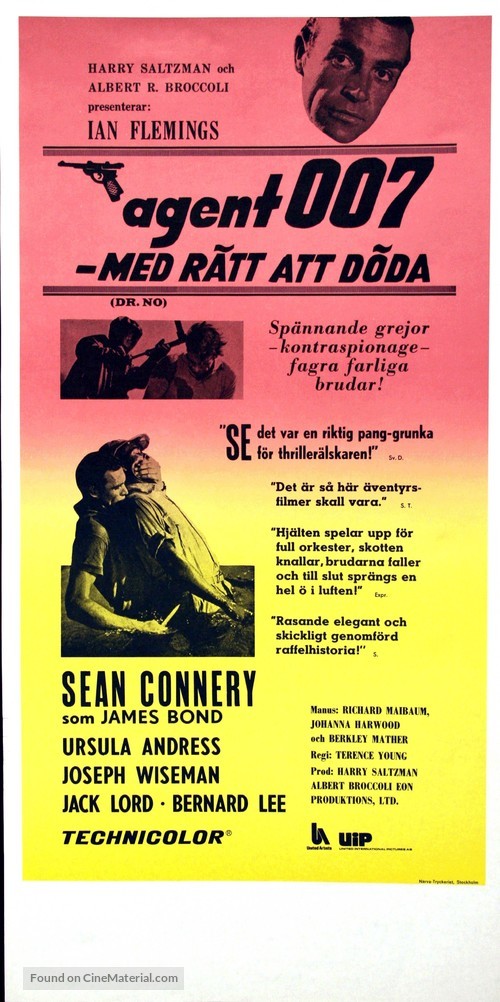 Dr. No - Swedish Re-release movie poster