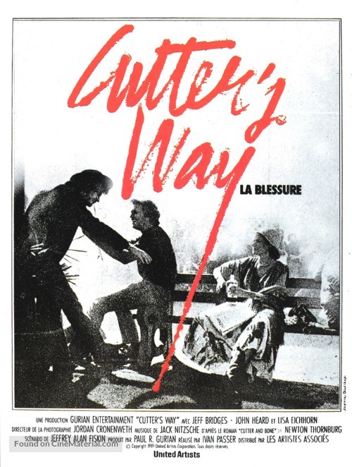 Cutter&#039;s Way - French Movie Poster