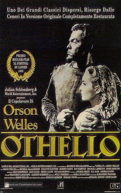 The Tragedy of Othello: The Moor of Venice - Italian VHS movie cover