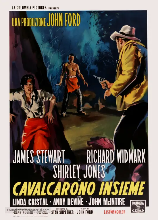 Two Rode Together (1961) Italian movie poster