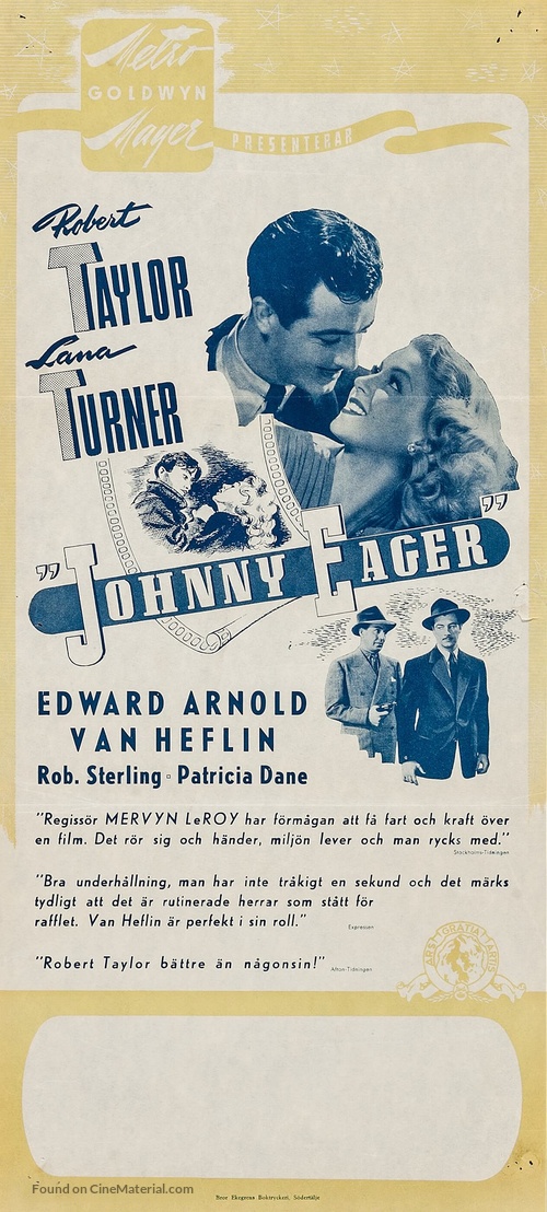 Johnny Eager - Swedish Movie Poster