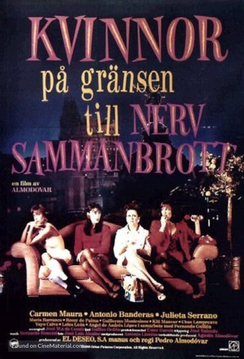 Mujeres Al Borde De Un Ataque De Nervios - Swedish Movie Poster