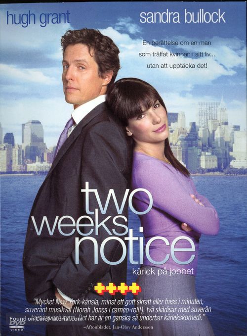 Two Weeks Notice - Swedish Movie Cover