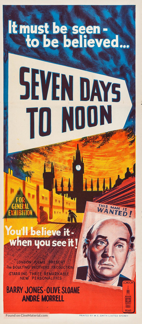 Seven Days to Noon - Australian Movie Poster
