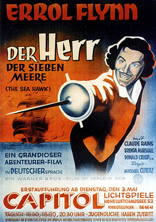The Sea Hawk - German Movie Poster