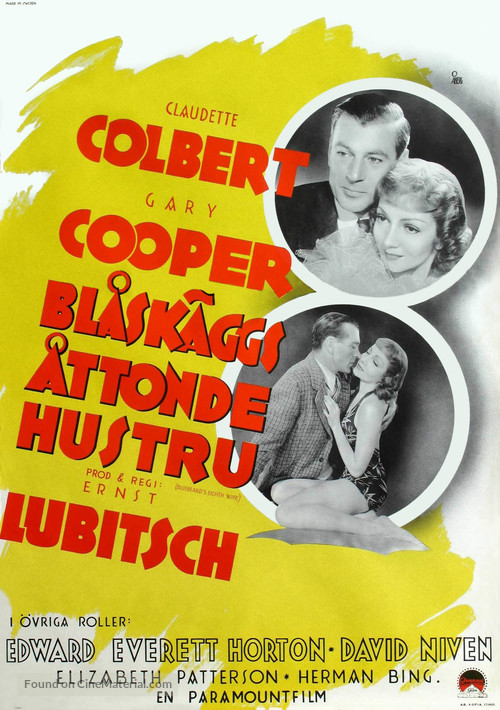 Bluebeard&#039;s Eighth Wife - Swedish Movie Poster