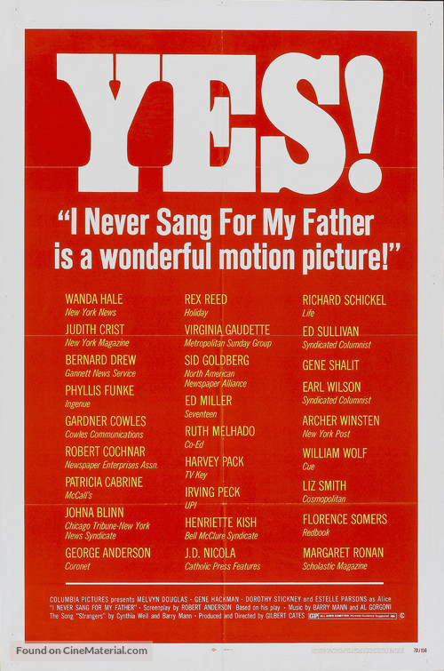 I Never Sang for My Father - Movie Poster