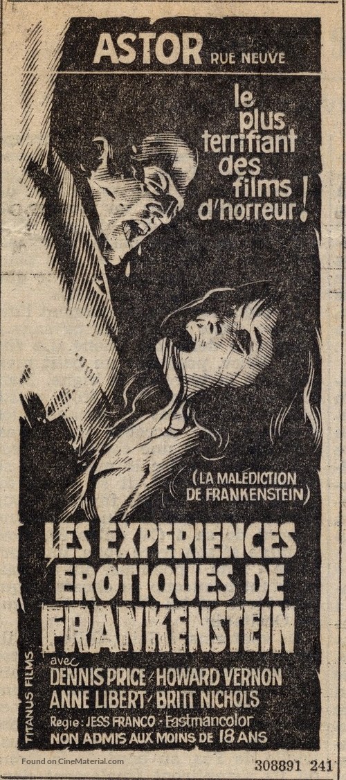 Les exp&eacute;riences &eacute;rotiques de Frankenstein - French poster