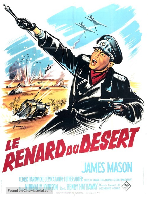 The Desert Fox: The Story of Rommel - French Movie Poster