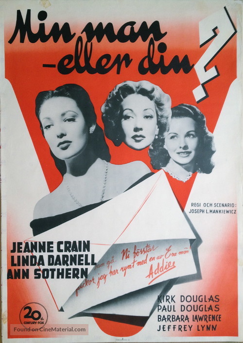 A Letter to Three Wives - Swedish Movie Poster