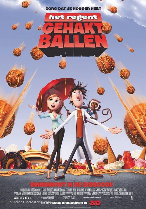 Cloudy with a Chance of Meatballs - Dutch Movie Poster