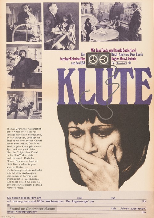 Klute - German Movie Poster