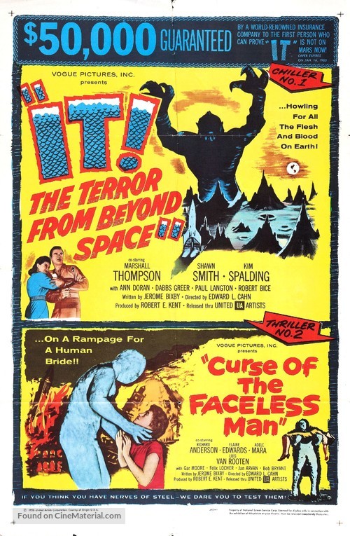 Curse of the Faceless Man - Combo movie poster