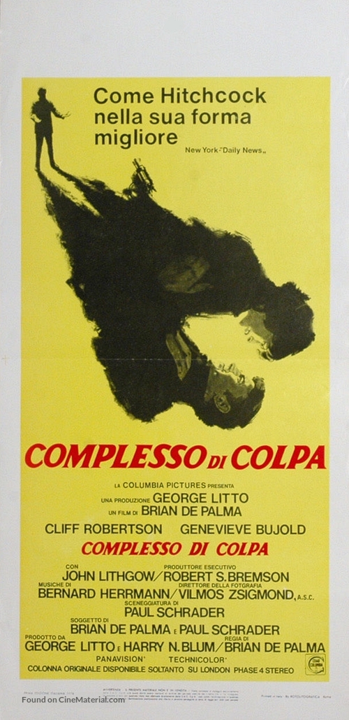 Obsession - Italian Movie Poster