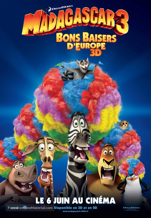 Madagascar 3: Europe&#039;s Most Wanted - French Movie Poster