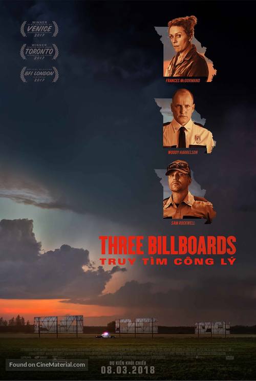 Three Billboards Outside Ebbing, Missouri - Vietnamese Movie Poster