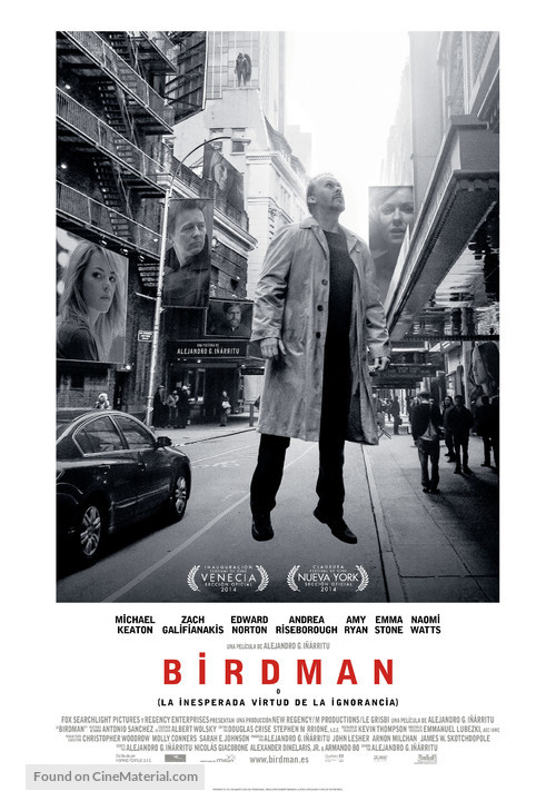 Birdman or (The Unexpected Virtue of Ignorance) - Spanish Movie Poster