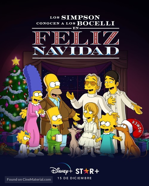 The Simpsons Meet the Bocellis in Feliz Navidad - Spanish Movie Poster