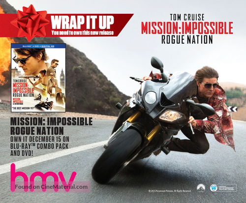 Mission: Impossible - Rogue Nation - Canadian Video release movie poster