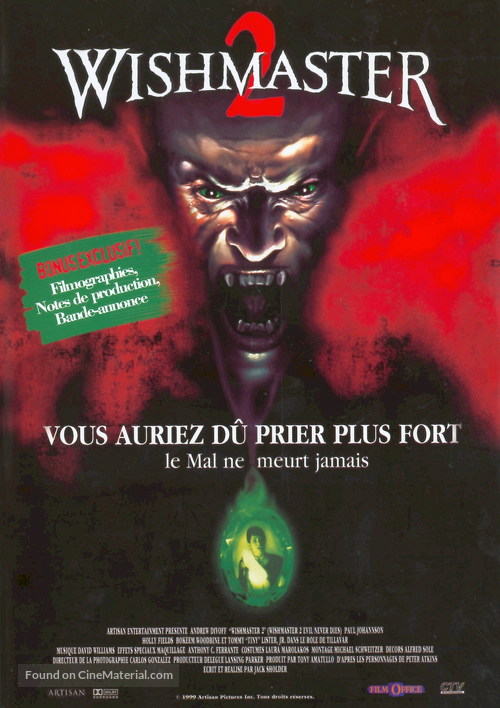 Wishmaster 2: Evil Never Dies - French DVD movie cover