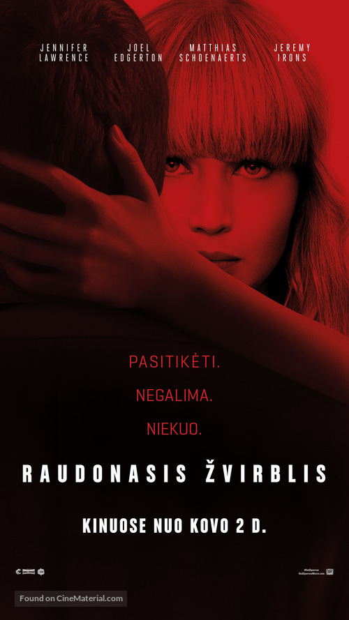 Red Sparrow - Lithuanian Movie Poster