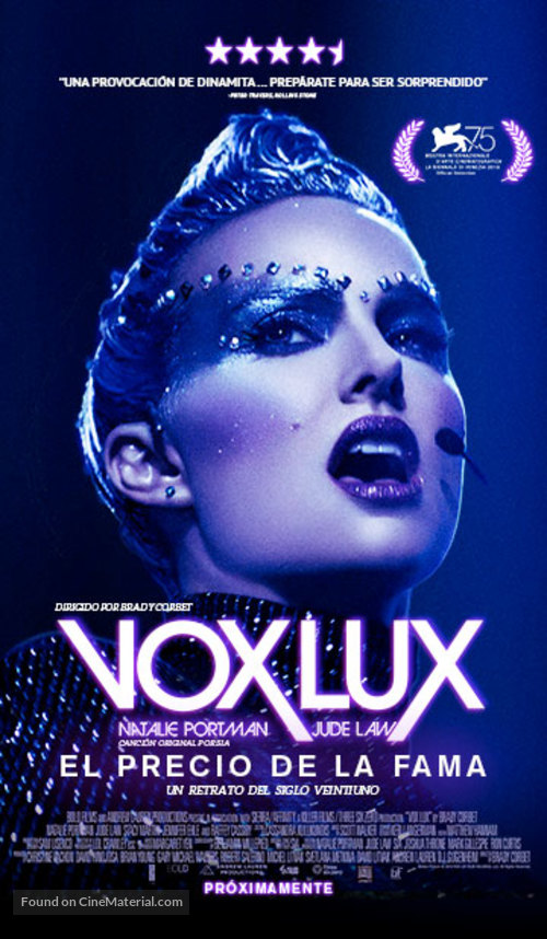 Vox Lux - Argentinian Movie Poster