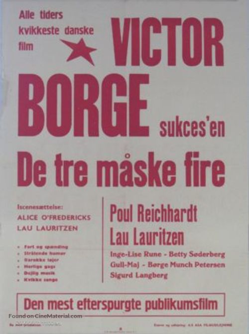 Tre m&aring;ske fire, De - Danish Movie Poster