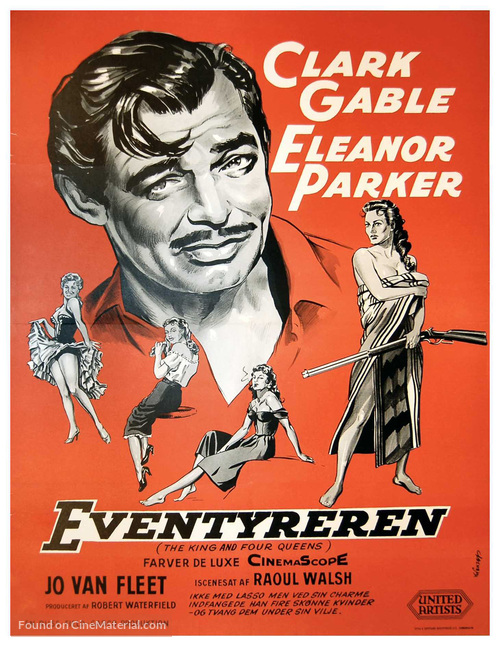 The King and Four Queens - Danish Movie Poster