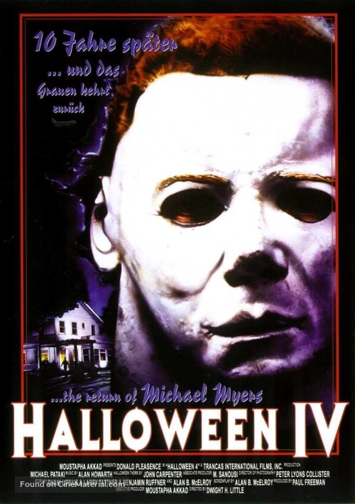 Halloween 4: The Return of Michael Myers - German Movie Poster