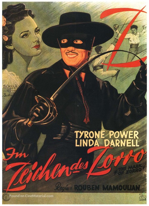 Vintage movie poster reproduction. The Mark of Zoro