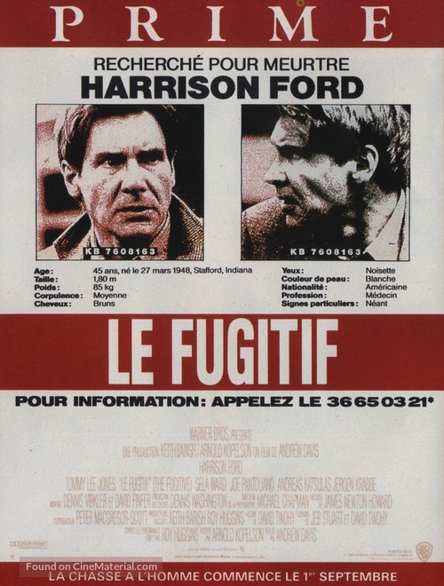 The Fugitive - French Movie Poster