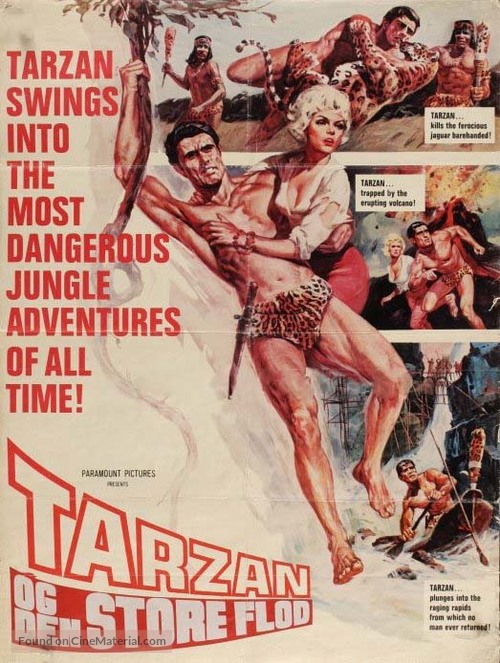 Tarzan and the Great River - Danish Movie Poster